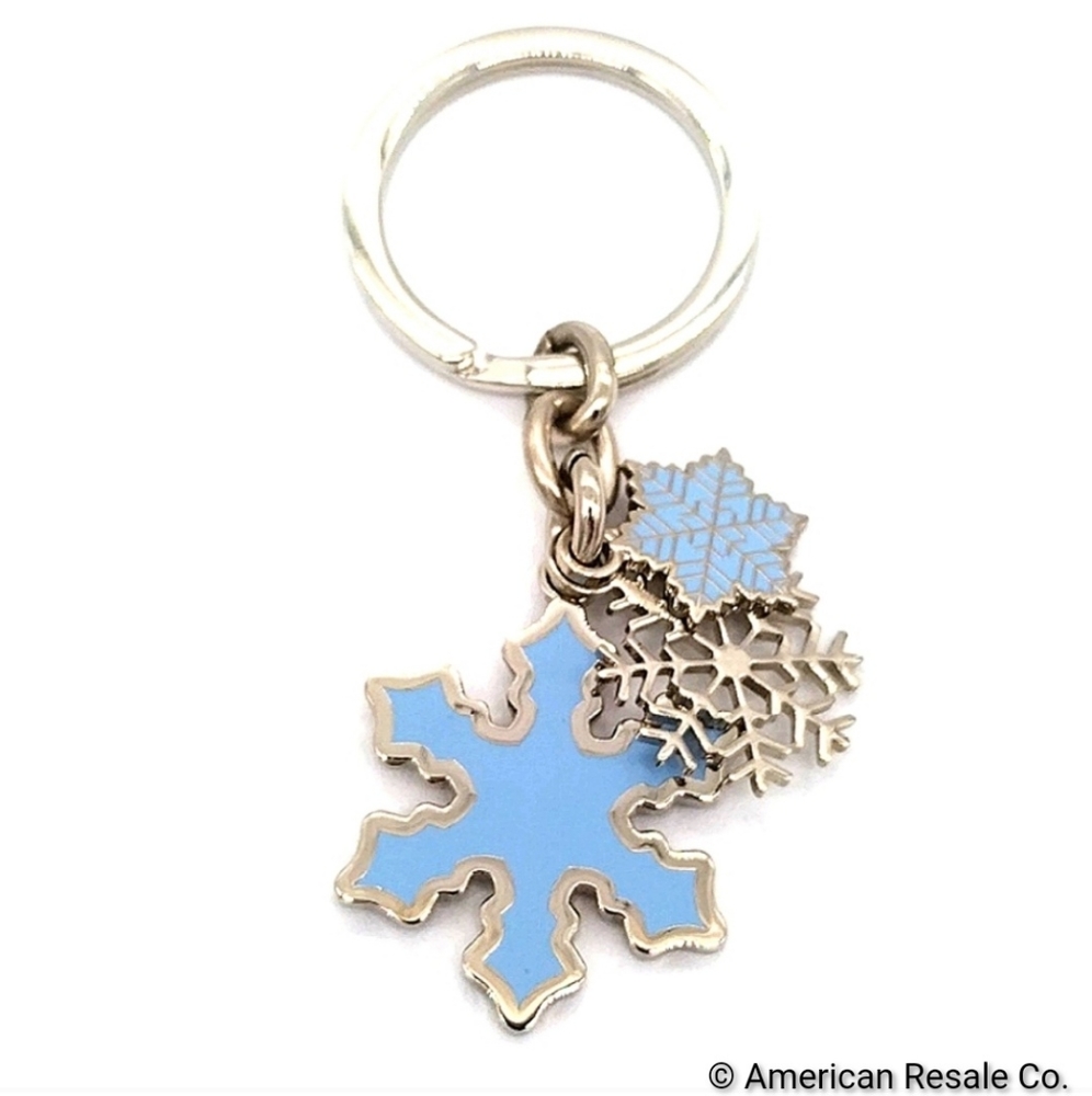 COACH Vintage Sky Blue Multi Snowflake Keychain Fob Purse Charm - Picture 3 of 6